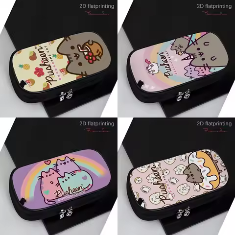 Pusheen Donut Pencil Case Cartoon Cat Zipper Bag Cute Pusheen Large Capacity Stationery Organizer Gi