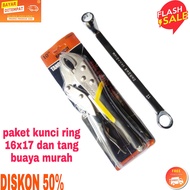 paket tang buaya dan kunci ring 16x17mm kunci ring17 dan tang buaya murah promo cod murah nampoll ta