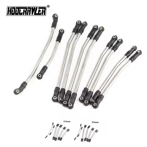 313mm/324mm Metal Link Set Linkage Steering Rod with Nylon End Kit for Axial SCX10 SCX10 II 90046 1/