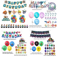 [SG] Birthday Party Decoration Sets Kids Party Supplies Backdrop Banner Balloons Decor Paw Patrol Unicorn Mermaid Mario