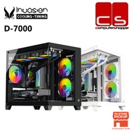 Invasion D-7000 Tempered Glass M-ATX Gaming Case - Black/White (AURORA FAN)
