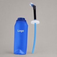 Customized Sports Soft Water Bottle 500ml | Environmentally Friendly Folding Water Bag/Straw Soft Wa
