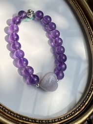 紫水晶紫珊瑚玉銀南瓜珠手串