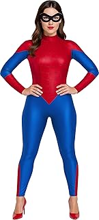 FIESTAS GUIRCA Spider Girl Carnival Costume Women - Red Blue Superhero Suit and Mask - Fancy Dress C