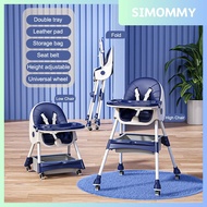 Baby Dining Chair Foldable Multi-function Adjustable Height High Chair Anti Rollover