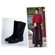 Ancient Costume Boots Ancient Style Shoes Ancient Official Boots Scholar Black White Red Style Hanfu