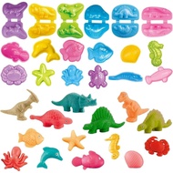 Unleash Creativity with 18 Unique Dino and 0cean Molds Dough Toys Dough Accessories Set Whit 10 Clay