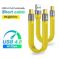 USB4.0 Data Cable PD100W 60W Fast Charging USB C to Type C Short Powerbank Cable USB C Charger 8K 60