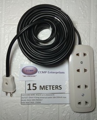 15 meters Heavy Duty Extension Cord wire (4)Four Gang flat cord #16 black wire