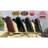 Sarung Lighter Kulit (Tebal )( Cricket Sahaja) Percuma 1 Lighter Cricket / Premium Lighter Case Genu