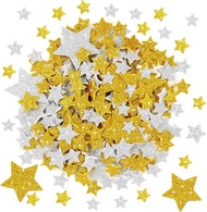 1026Pcs Glitter Star Foam StickersGold and Silver Foam Stars Shape Stickers Self AdhesiveLarge&Small