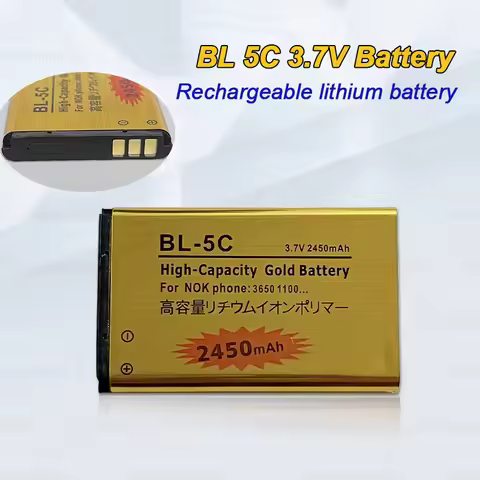 BL 5C Battery 3.7V Rechargeable Li Ion Batteries BL5C 2450mAh for Nokia 2600 1100 1110 1112 1208 261