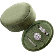Velvet Oval Ring Box 3 Slots - Premium Wedding Three Rings Box Vintage Handmade Storage Jewelry Orga