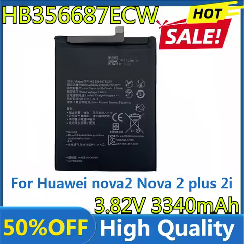 New HB356687ECW 5000mAh Battery for Huawei nova2 Nova 2 plus 2i 2S 3i 4e/honor 9i 7X/Mate 10 lite SE