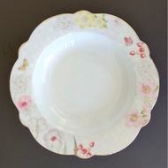 HAUS~Fine Bone Porcelain, Dia 23.5cm x H4.0cm Deep Plate with Gold Trim