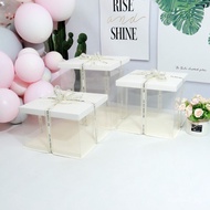 Cake Box Birthday Packaging Box Single and Double Layer Handheld4/6/8/10/12/8inch transparent cake b