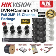 HIKVISION 2MP Full Set 16-CHANNEL HD 1080P CCTV 16CH DVR + Camera + Hard Disk + Power Supply + 250M 