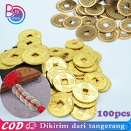 Isi 100pcs Koin Feng Shui China 1cm Uang Kuno China Logam Koin Cina Hiasan Koin Imlek