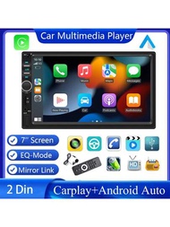 7英寸屏幕 2 Din EQ 模式 Mirror Link 汽車多媒體播放器，兼容有線 D-Play 和 Android Auto