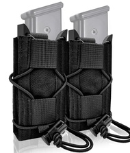 Molle Tactical Magazine Pouch, Pistol Double Mag Pouch 9mm, Outdoor Molle Open-Top Magazine Pouch fo