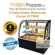 Happypopper Table Top Cake Chiller Showcase Food Chiller Curver 2 Tier Display Cooler Glass Chiller 