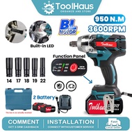 TOOLHAUS 199V 950Nm Brushless Cordless Impact Wrench High Torque Electric Wrench Buka Tayar Kereta H