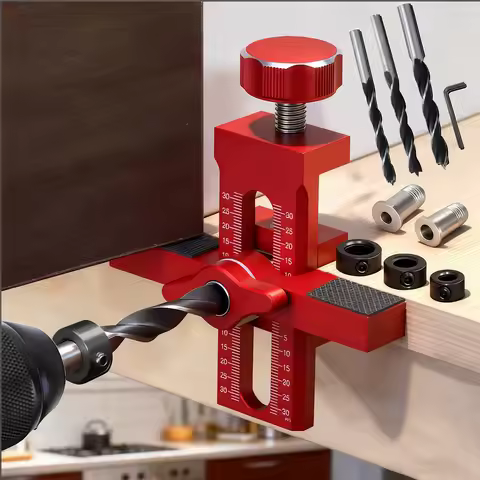 2-in-1 Aluminium Alloy Cabinet Door Mounting Jig & Rebound Device Tool, Installation Positioner Adju