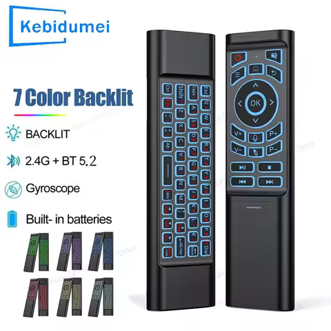 Dual Mode Air Mouse Remote Control Gyroscope 7 Color Backlit BT5.2 2.4G Keyboard Mouse IR Learning F