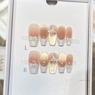 Phụ nữ Pink Press on Nails Nail French Tip 3D Bowknot Fai Nail cho DIY Nail Design Nghệ thuật nghệ t