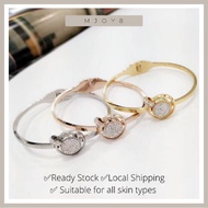 [Mjoy8]Roman Number Swarovski Element Shinny Blingbling Fashion Stainless Steel Bangle(Titanium Gela