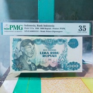 Uang kuno 5000 Rupiah Tahun 1968 Sudirman PMG 35 Polos RARE