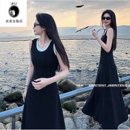 假兩件 拼接 連衣裙 顯瘦 2025 新款连衣裙 New long dress jumpsuit 轻氧系统假两件拼接连衣裙2025新款夏季长裙 Summer Lightweight Patchwork