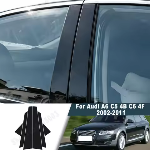 Glossy Black Window Door Deal B C Pillar Post Cover Sticker For Audi A6 C5 4B C6 4F 2002-2011 2003 2