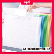 A4 Plastic Button Files 10PCS/Dokumen Folder Plastik A4/Poket Fail Butang A4 10PCS