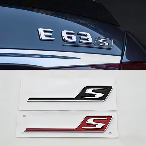 NEW 3D ABS Chrome Black Yellow S Badge Emblem Car Trunk Sticker For AMG S C63S E63S GLE63S GLS63S GT