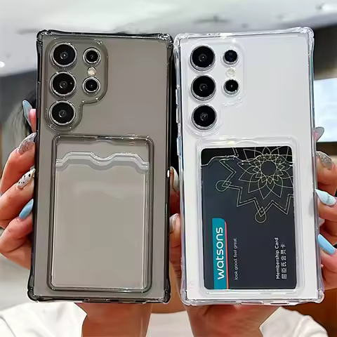 S 21 22 23 24 Card Slot Holder Bag Case For Samsung Galaxy S24 S23 S22 S21 Plus Ultra Fe A55 A35 Tra