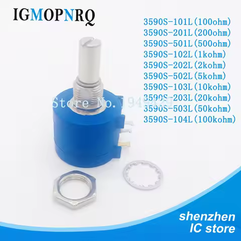 1pcs 3590S Precision Potentiometer 1K 2K 5K 10K 20K 50K 100K ohm Adjustable Resistor 3590 102 103 50