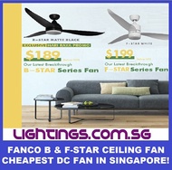 FANCO B-Star / F-Star  DC Ceiling Fan - Remote - 3 Tone LED