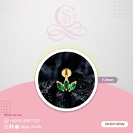 TITANIUM ASTM F-136 FANCY TRIPLE GREEN STONE (GOLD)