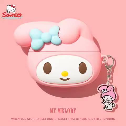 Sanrio 3D MY Melody Soft Silicone Bluetooth Headphone Case For AirPods Pro 3 2 Airpods 4/3/2/1 Drop 