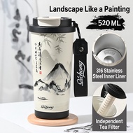 520ml exquisite chinese style thermal cup with stainless liner ink  wash design hot&cold Insulation