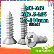 316 Stainless Steel Screw CSK Self Tapping Screw M2/M2.2/M2.6/M3/M3.5/M4/M5/M6 * L5-100mm [DVA]