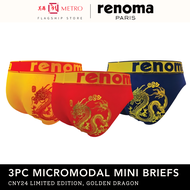 Renoma 3pc Micromodal Mini Briefs | CNY24 Limited Edition, Golden Dragon | Assorted Colours, Randomly Given