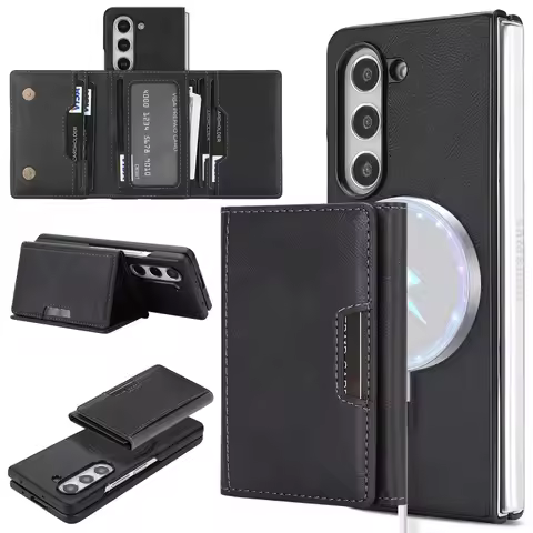 Leather Wallet Phone Case Card Holder Pocket Slots For Samsung Galaxy Z Fold 7 6 5 4 Magnetic for Ma