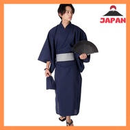 [GRADE] Men's Yukata - Elegant Yukata Set with 6 Items (Yukata, Obi, Inner Obi, Drawstring Bag, Fan,