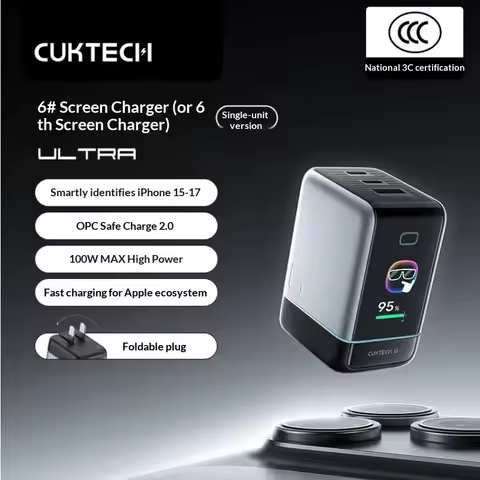 Cuktech Gan Charger No 6 Ultra 100w 65w Pd Digital Display Three Port phone 17 Pro Max various types