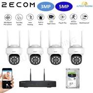 2ECOM 3mp 5mp wireless cctv set wifi cctv ptz control audio 360 degree rotate cctv suara waterproof WIFI IP CCTV NVR KIT