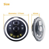 7'' inch LED Headlight For Jeep Wrangler JK JKU TJ LJ 1997-2018 H6024 Bulb LED Headlamp with Halo An