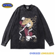 NVRLMERCH "Oversized longsleeve t-shirt douma anime demon slayer washed washing vintage tee