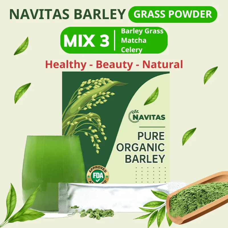 Healty Diet Navitas Green Barley Powder For Slim Waist and Healthy Diet 15 Sachets per Box